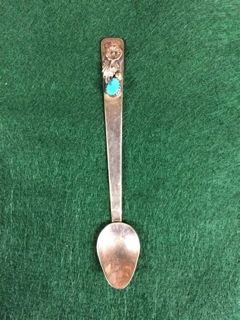 Navajo Sterling Silver Spoon Sleeping Beauty Turqouise Sighned Rb