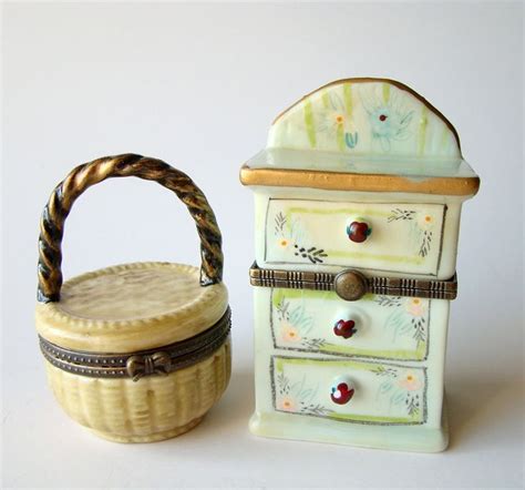 Vintage Trinket Boxes Hinged Hand Painted Porcelain Dresser Etsy
