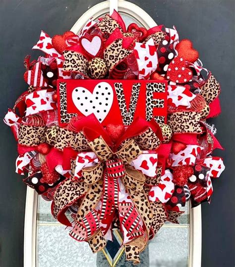 valentine cheetah front door wreath valentine love valentine etsy diy valentines day wreath