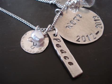 Hand Stamped Necklace Personalized Necklace Mothers Necklace Hand