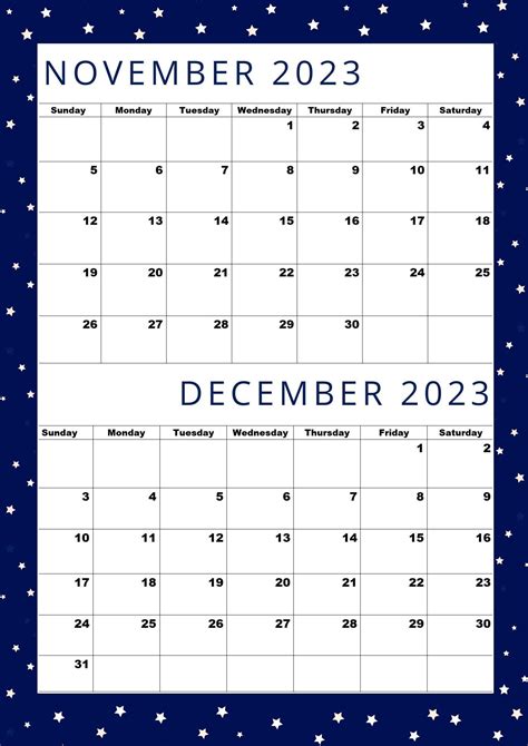 November 2023 Calendar December 2023 Calendara4 Sizepdfprintable