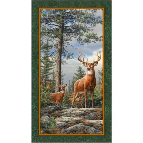 Deer Mountain Deer Evergreen Panel Deer Fabric Panel Quilts