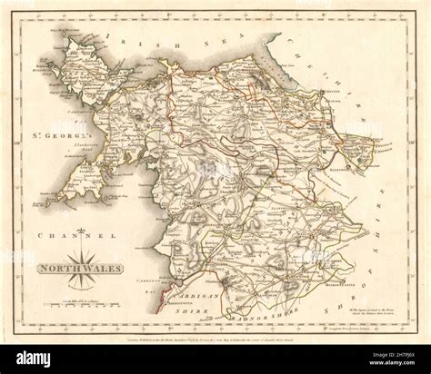 Antique Map Of North Wales By John Cary Original Outline Colour 1787