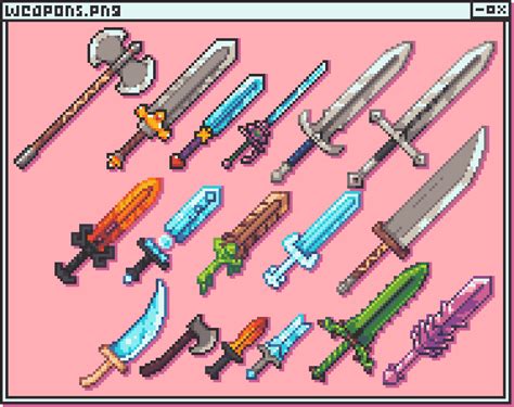 Oc Various Weapons Mostly Swords Rpixelart
