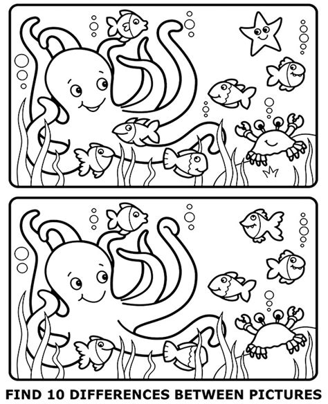 Spot 10 Differences Between Pictures Worksheet For Children