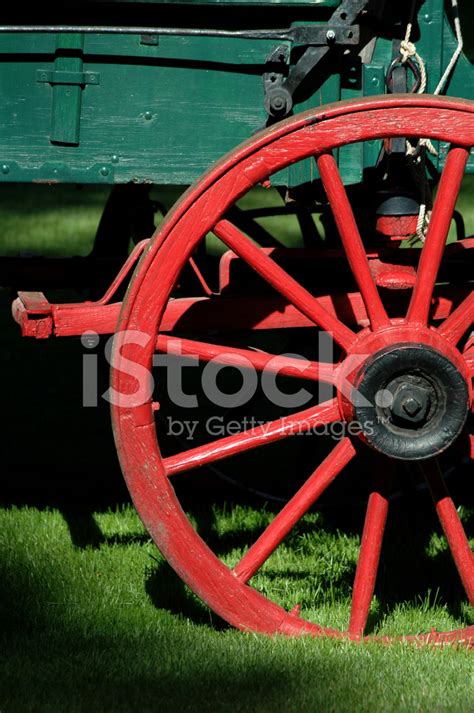 Big Red Wagon Wheels Stock Photo Royalty Free Freeimages