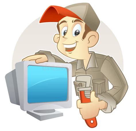 Computer Repair Cartoon Character Stock Vector Illustration Of