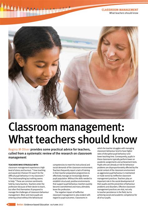 Pdf Classroom Management What Teachers Should Know