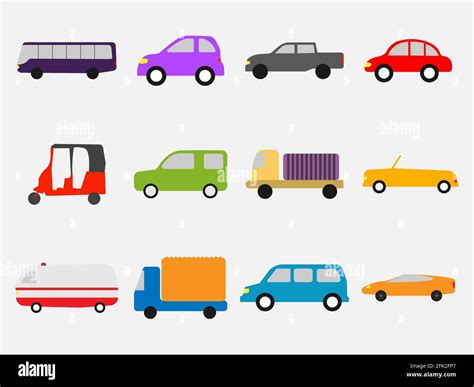 Flat Simple Set Clip Art Of Cars Stock Vector Image And Art Alamy