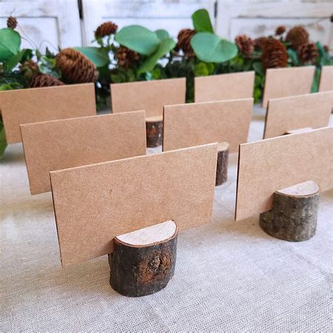 Supla 20 Pcs Rustic Wood Place Card Holders Circular Table Numbers