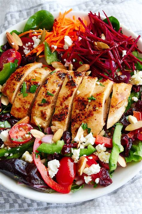 Grilled Chicken Salad Loaded With A Variety Of Healthy Greens And