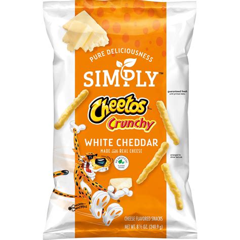 Simply Cheetos White Cheddar Crunchy Cheese Flavored Snacks 85 Oz Bag