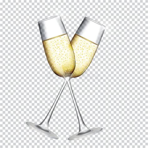 Two Glass Of Champagne On Transparent Background Vector Illustration