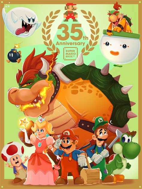 Super Mario Bros 35th Anniversary Pattern Wallpaper C