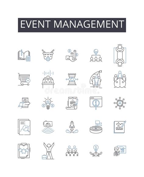 Event Management Line Icons Collection Project Planning Business