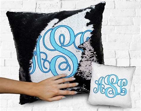 Personalized Monogram Sequin Pillow Case Personalized Pillow Etsy