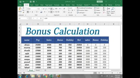 How To Make Bonus Calculation Sheet In Excel Hindi Youtube