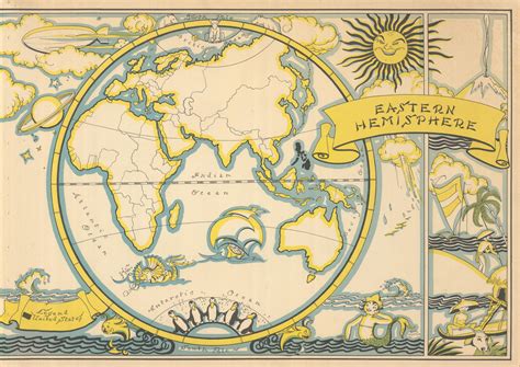 Eastern Hemisphere Pictorial Map By Ruth Taylor White 1935 Old Vintage
