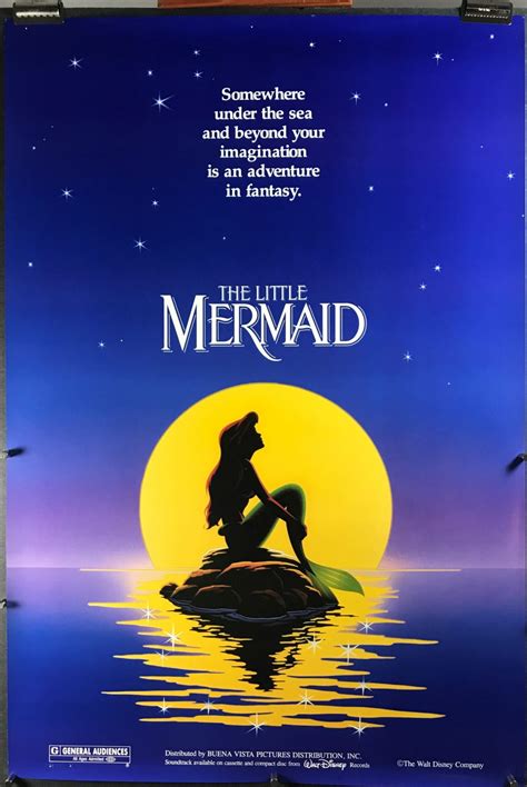 The Little Mermaid Original Vintage Walt Disney Teaser Movie Poster