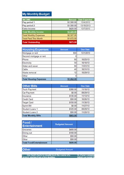Simple Household Budget Template Templates At