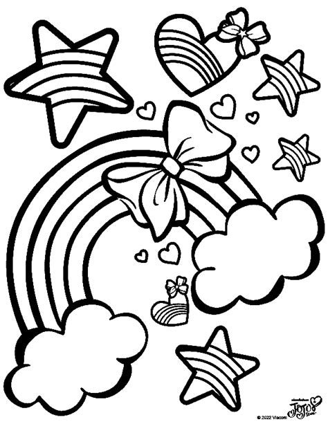 Rainbow With Stars And Heart Coloring Page Free Printable Coloring Pages