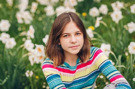 Cute 12 Year Old Girl Posing Park Stock Photos Free And Royalty Free