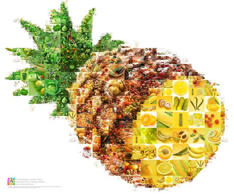 Fruit And Vegetable Collage As A Pineapple Description Program
