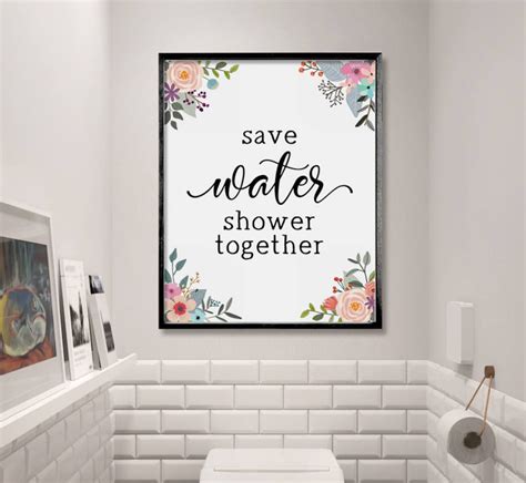 Shower Sign Save Water Shower Together Funny Bathroom Decor Etsy