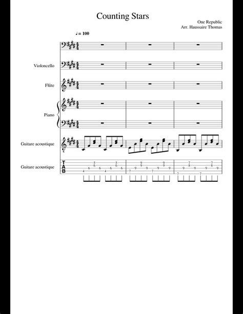 Counting Stars Sheet Music For Violin Flute Piano Cello Download