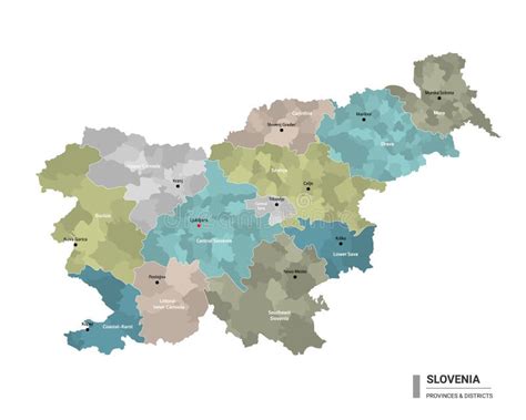 Slovenia Higt Detailed Map With Subdivisions Administrative Map Of