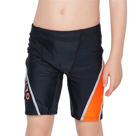 Boys Swim Shorts Sun Protective Swimming Trunks Black Grey Size 10 16