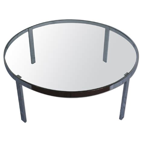 Milo Baughman Chrome And Glass Round Coffee Table Aptdeco