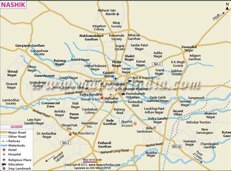 Is called the wine capital of india as half of india's vineyards and wineries are located in nashik. Nasik Map