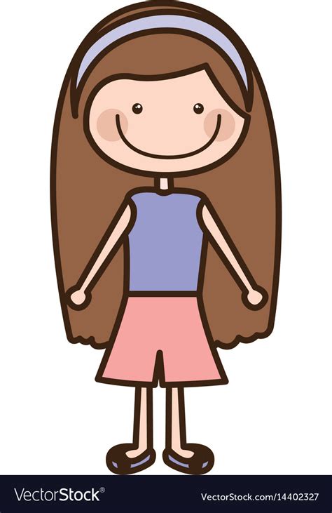 color silhouette cartoon brown long hair girl vector image