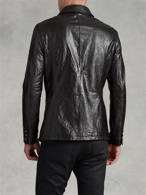John Varvatos Double Breasted Leather Jacket In Black For Men Lyst