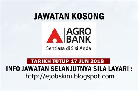 Untuk makluman, terdapat beberapa kekosongan jawatan yang dibuka untuk permohonan oleh pihak bank pertanian (agrobank). Jawatan Kosong Bank Pertanian Malaysia Berhad (Agrobank ...