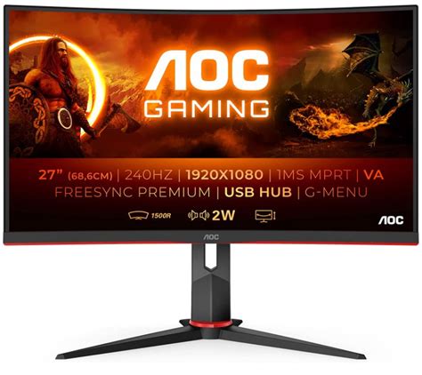 Aoc Gaming C27g2zu 27″ Fhd Curved Monitor 240 Hz 05ms Freesync