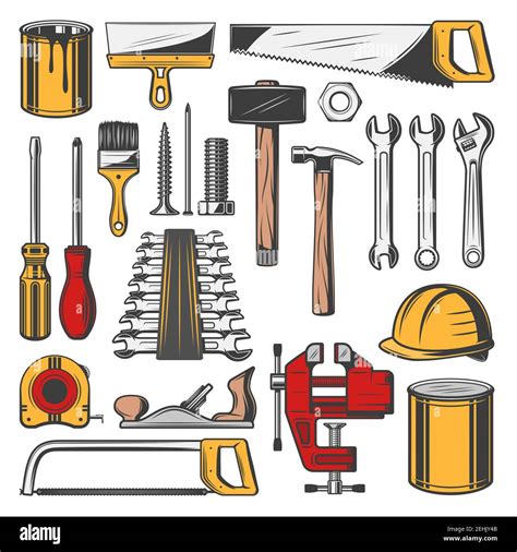Construction Tools Set Vector Icons Carpentry And Building