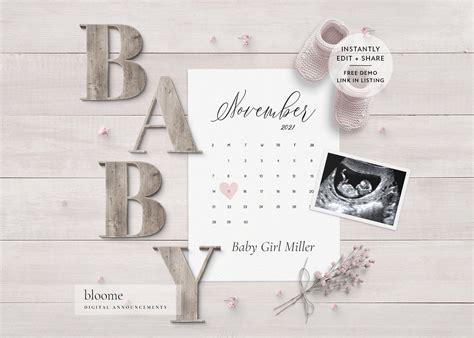 Pin On Printable Pregnancy Announcement Calendars
