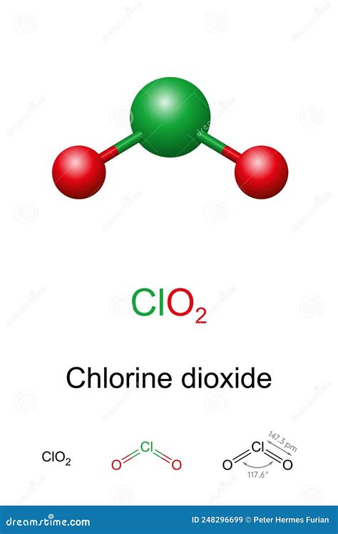 Chlorine Dioxide Clo2 Ball And Stick Model Molecular And Chemical