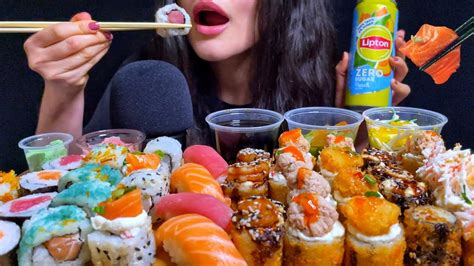 Asmr Sushi Sashimi Platter Mukbang No Talking Eating Sounds Youtube