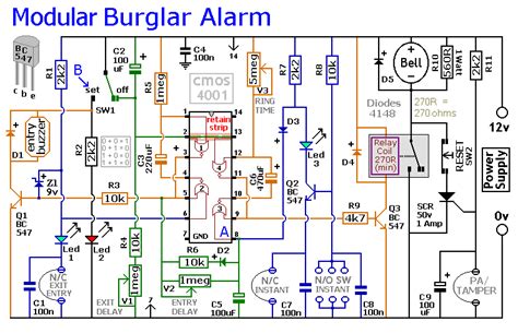 An Expandable Multi Zone Modular Burglar Alarm Circuit Diagram And