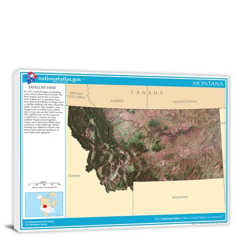 Montana National Atlas Satellite View 2022 Canvas Wrap