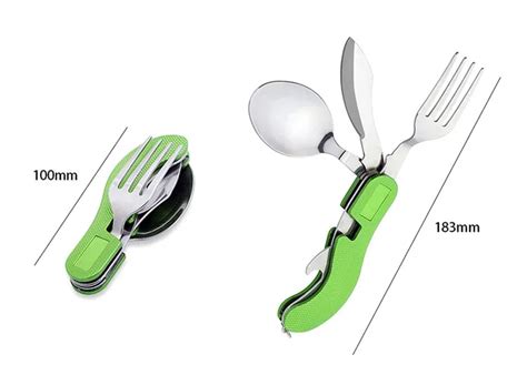 4 In 1 Portable Folding Knife Fork Spoon Combined Multifunctional