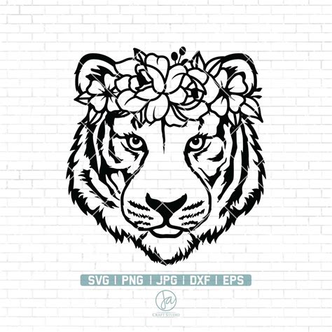 Tiger Svg Png Floral Tiger Svg Tiger With Flowers Svg Etsy