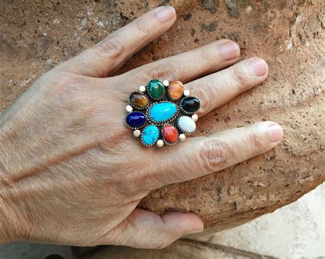 Multi Color Multi Stone Turquoise Ring Women S Size 10 Navajo Native