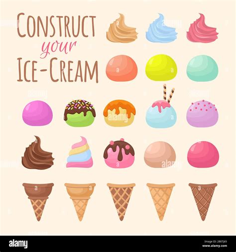 Cartoon Ice Cream And Waffle Cone Cartoon Creation Constructor Cone Ice Cream Food Chocolate