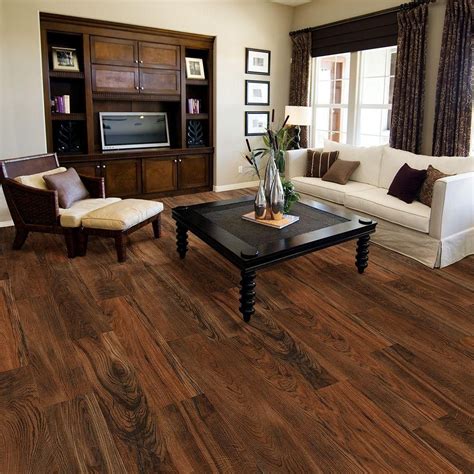 This wide plank vinyl is deep and rich like mahogany. Pin by Heather Newberry on Future Apartment | Living room ...