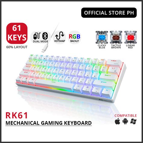 Rk Royal Kludge Rk61 Wireless Bluetoothwired 60 Mechanical Keyboard