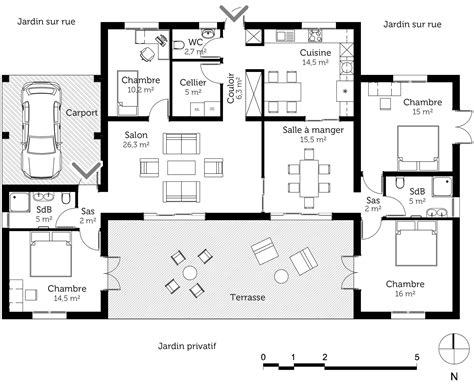 Plan de maison de plain pied de 140 m² PagesJaunes